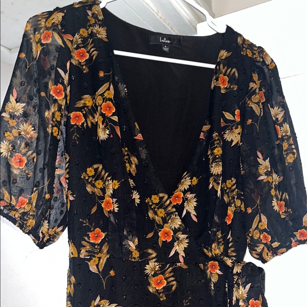 Lulu's Black Floral Maxi Dress